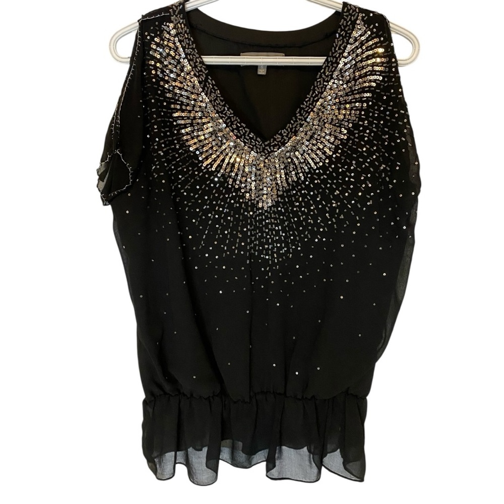 MM Couture Black Embellished Blouse